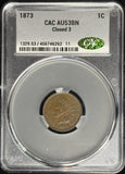 1873-P C-3, Indian Head Cent, Better Date, AU53BN CACG, (28986)