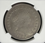 1799-P Draped Bust Dollars: 9/8,  13 Star VG Detail NGC (29017)
