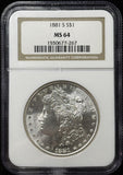 1881-S, Morgan Silver Dollar, Flashy MS64 NGC (29037)
