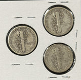 1935-P,D,S  Mercury Head Dimes, Nicely Circulated (29076)
