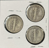 1931-P,D,S  Mercury Head Dimes, Nicely Circulated (29078)