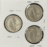 1936-P,D,S  Mercury Head Dimes, Nicely Circulated (29080)