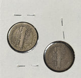 1921-P & D Mercury Head Dimes, Average Circulated (29088)