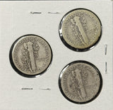 1926-P,D,S  Mercury Head Dimes, Average Circulated (29090)
