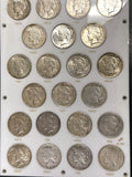 1921-1935 P,D,S Peace Dollar Set, Complete 24 Coin Set. F-BU. Nice (29266).