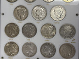1921-1935 P,D,S Peace Dollar Set, Complete 24 Coin Set. F-BU. Nice (29266).