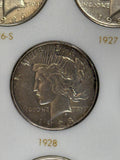 1921-1935 P,D,S Peace Dollar Set, Complete 24 Coin Set. F-BU. Nice (29266).