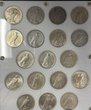 1921-1935 P,D,S Peace Dollar Set, Complete 24 Coin Set. F-BU. Nice (29266).