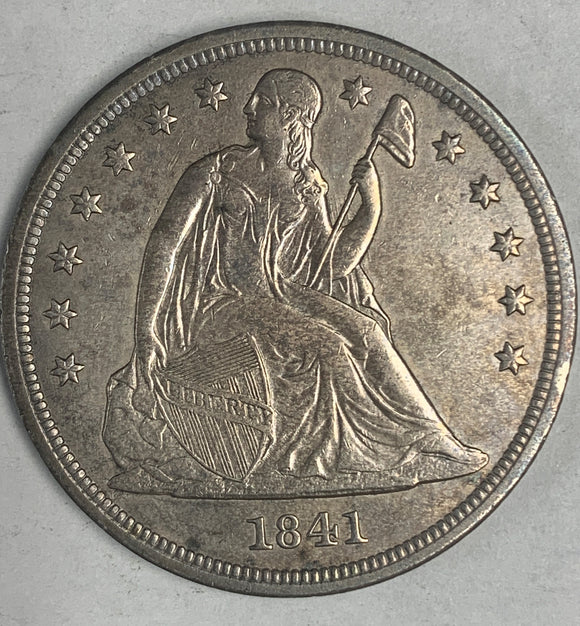 1841 Seated Liberty Dollar, AU+