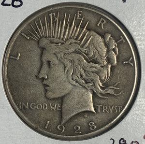 1928 Peace Dollar, VF.