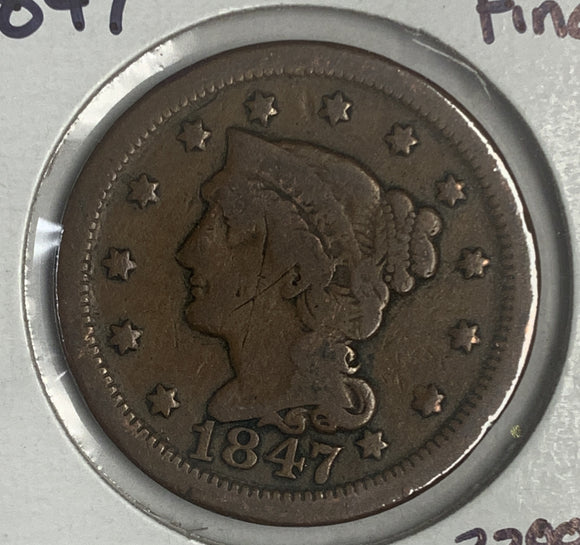 1847 Large Cent, Fine