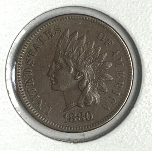 1880 Indian Head Cent, AU58BN