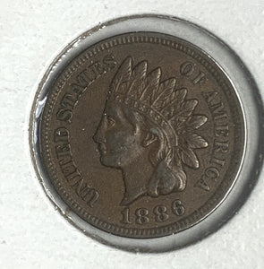 1886 T-2 Indian Head Cent, AU55BN