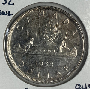 1952 Canadian Dollar, Uncirculated, 3SWL