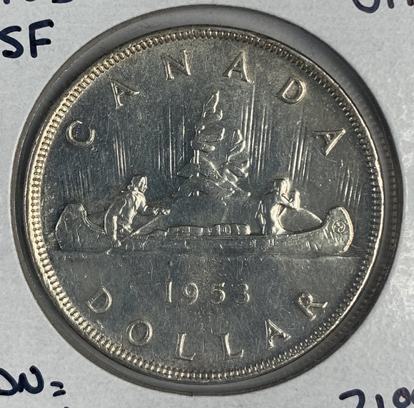 1953 Canadian Silver Dollar, NSF, Uncirculated