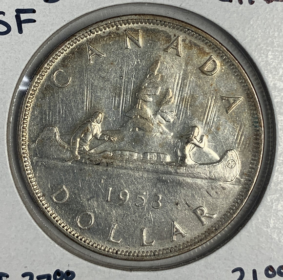 1953 Canadian Silver Dollar, SF, CH AU