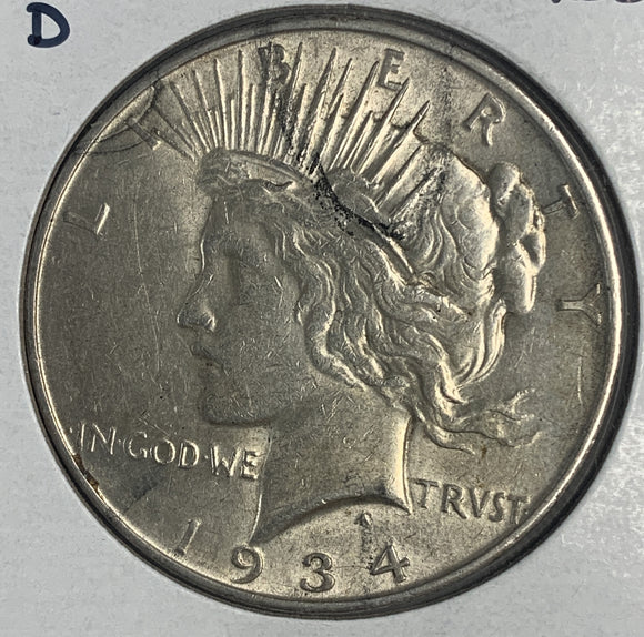 1934-D Peace Dollar, AU