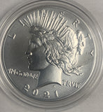 2021 Silver Dollar Complete 6pc Set in OGP. 2021 Peace Dollar, 2021 Morgan Dollars, P, D, S, O, CC
