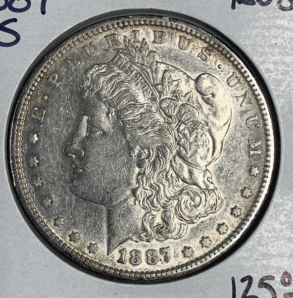 1887-S Morgan Silver Dollar, AU58