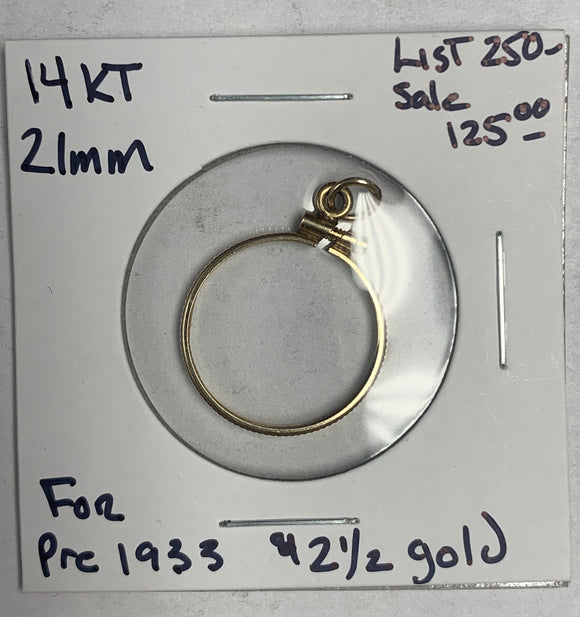 21mm 14kt Gold Bezel for Pre 1933 $2-1/2 Gold.