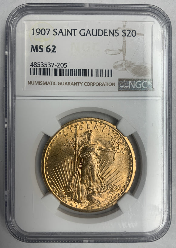 1907 $20 Saint Gaudens, MS62 NGC