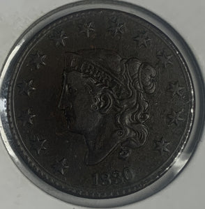 1830 Large Cent, Large Letters, XF