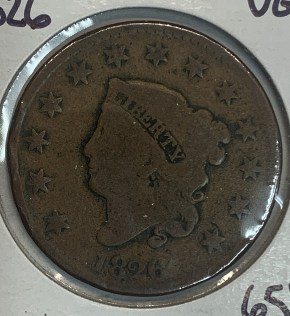 1826 Coronet Head Large Cent, VG
