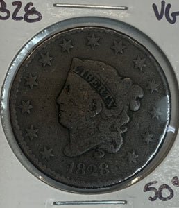 1828 Coronet Head Large Cent, VG