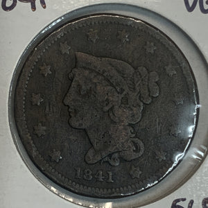 1841 Braided Hair Large Cent, VG