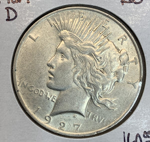 1927-D Peace Silver Dollar, AU