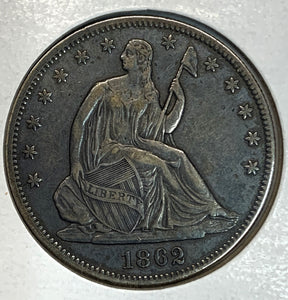 1862 Seated Half Dollar, Proof 58