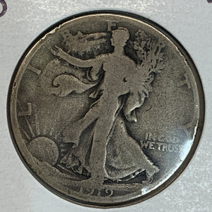 1919-D Walking Liberty Half Dollar, VG