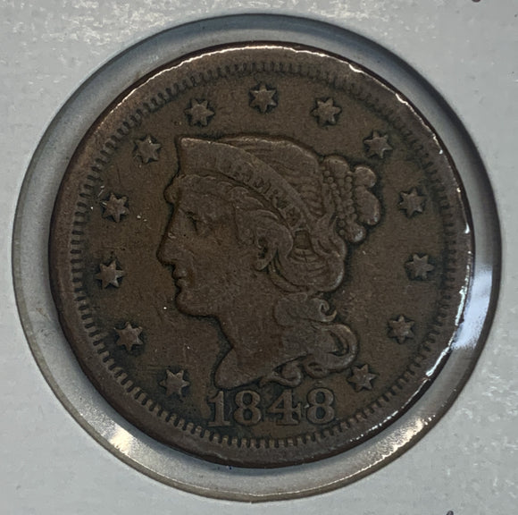 1848 Large Cent, VF30.