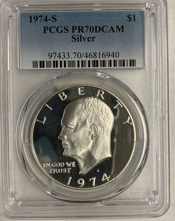 1974-S Eisenhower Silver Dollar , PCGS PF70DCAM,