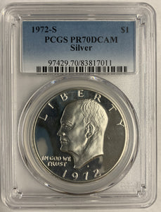 1972-S Eisenhower Silver Dollar , PCGS PF70DCAM,