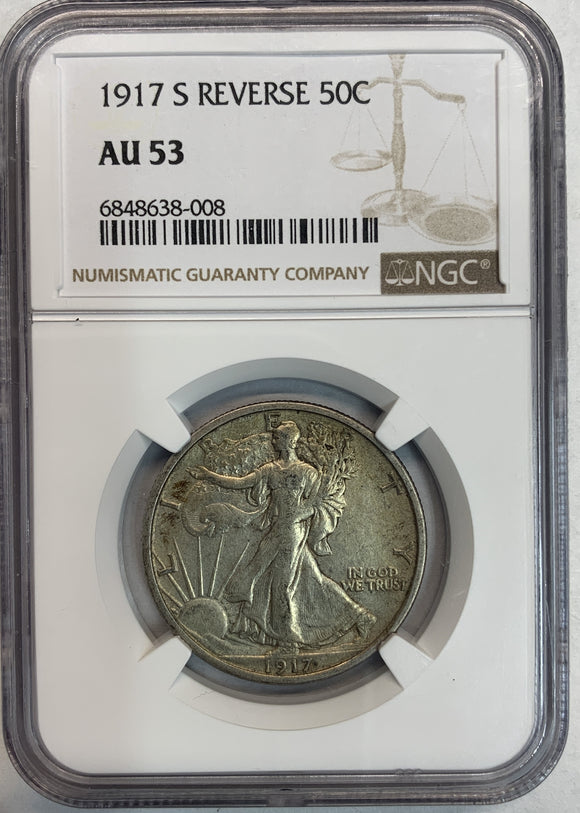 1917-S REV  Walking Liberty Half Dollar, AU 53, NGC