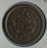 1851 Half Cent, AU Brown