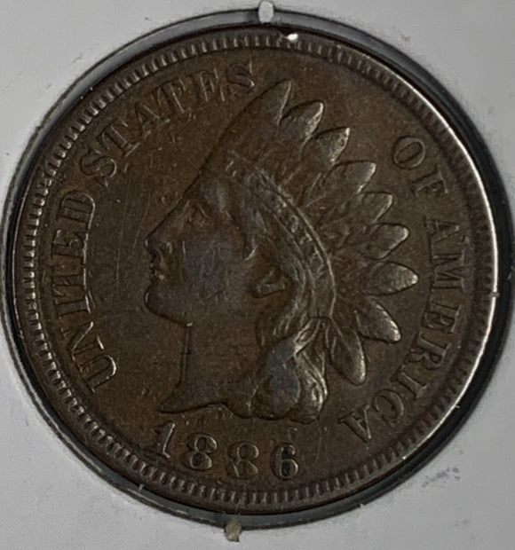 1886 T-2 Indian Head Cent, VF/XF