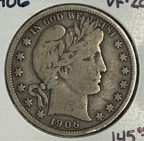 1906 Barber Half Dollar, VF20