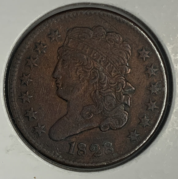 1828 Half Cent, VF30