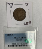 1909-S Indian Head Cent, XF40