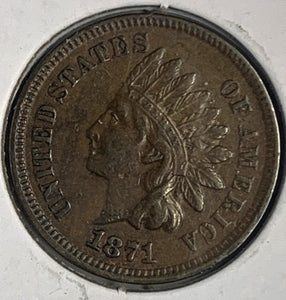 1871 Indian Head Cent, AU