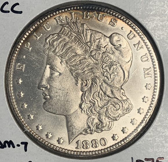 1880-CC Morgan Silver Dollar, MS63+  Vam 7, Rev '78