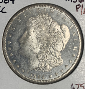 1884-CC Morgan Silver Dollar, MS63 P/L