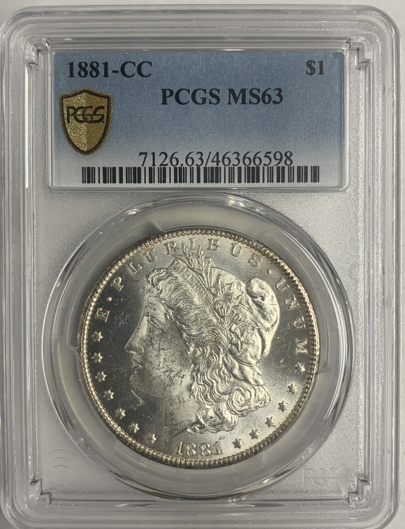 1881-CC Morgan Silver Dollar, MS63 PCGS