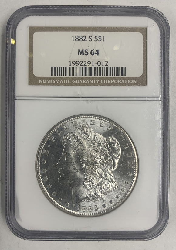 1882-S Morgan Silver Dollar, MS64 NGC