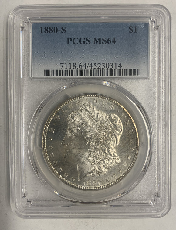 1880-S Morgan Silver Dollar, MS64 PCGS