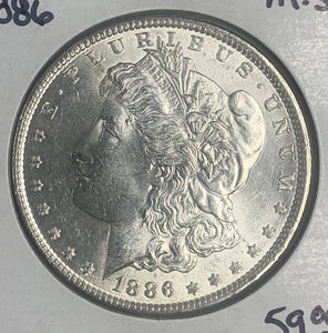 1886 Morgan Silver Dollar, MS60+