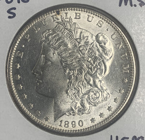 1890-S Morgan Silver Dollar, MS60+