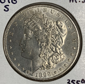 1898-S Morgan Silver Dollar, MS60+